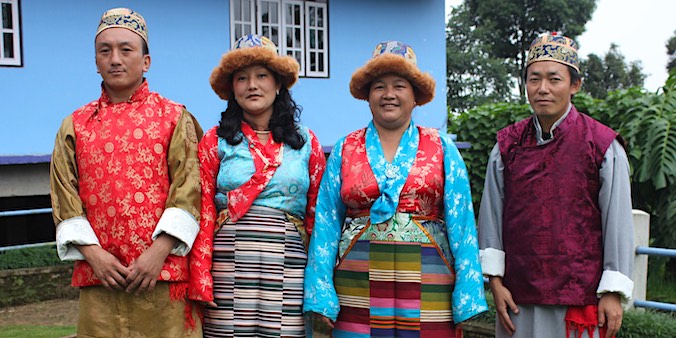 Sikkimese Bhutias in traditional dress